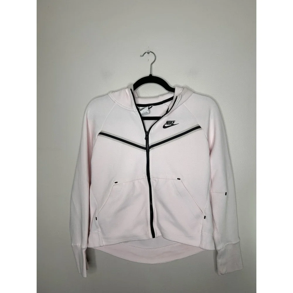 Nike Tech Fleece Hoodie Girls Pink Full Zip Pocket Jacket Youth Size Large